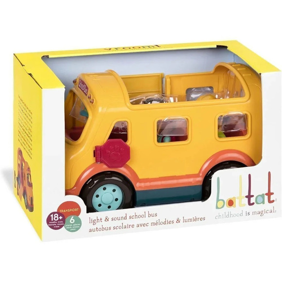 Light-Up Yellow Bus 5 Toy Figures Realistic Sounds Folding  Stop Sign 18 Month - Picture 4 of 5